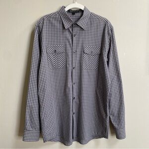 John Varvatos Star USA Grey Plaid Roll-Up Long Sleeve Button Down Shirt Size XL